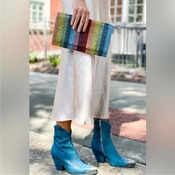 Free People Brayden Western Boot NWOT in Petrol Blue Size 37.5 (US 7) - Picture 2 of 13